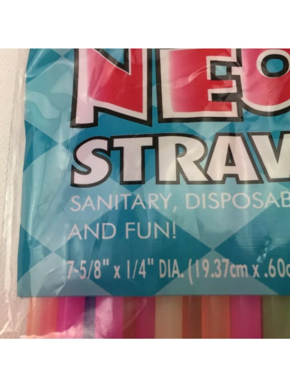 Jarden Home Brands Diamond Forster 50 Neon Plastic Straws Party Pink Yellow Blue